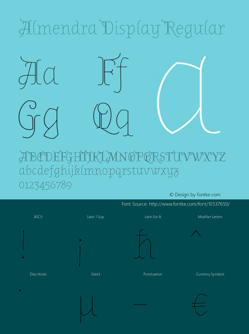 Almendra Display Regular Version 1.003 Font Sample