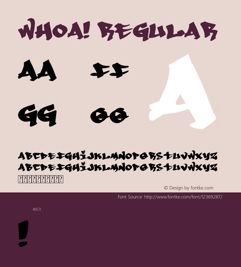 Whoa! Regular Version 1.00 January 17, 2008, initial release Font Sample