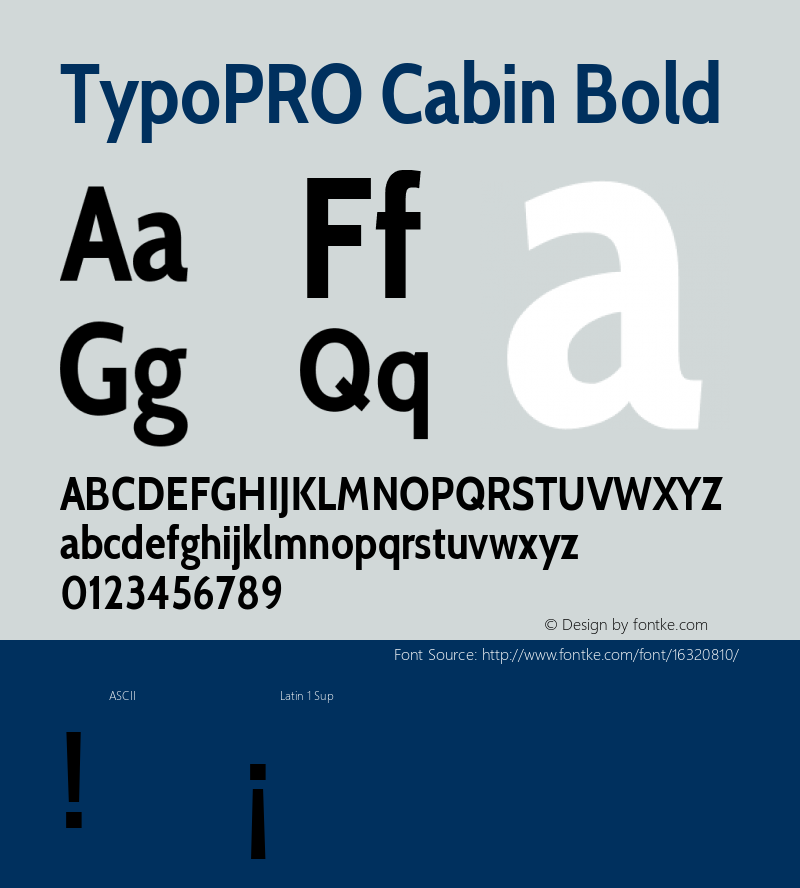 TypoPRO Cabin Bold Version 1.006 Font Sample