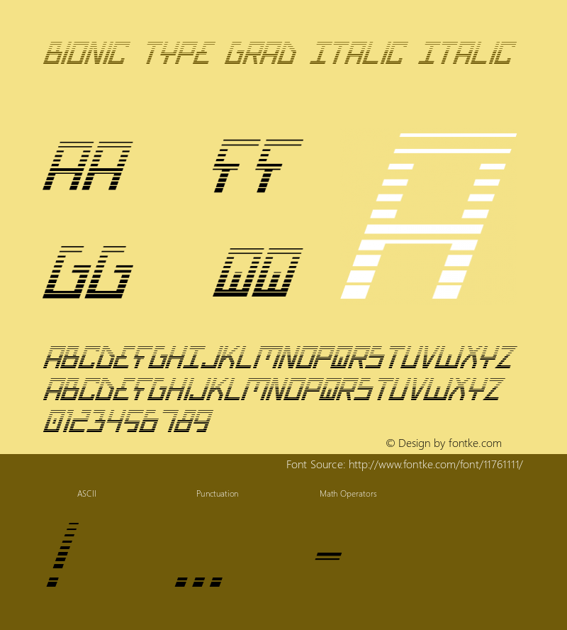 Bionic Type Grad Italic Italic Version 1 Font Sample