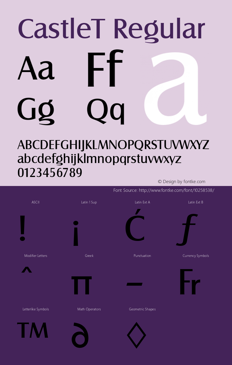 CastleT Regular Version 001.005 Font Sample