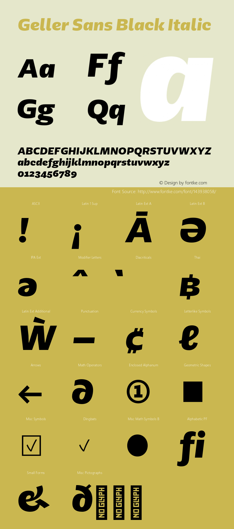 Geller Sans Black Italic Version 1.000;hotconv 1.0.109;makeotfexe 2.5.65596 Font Sample