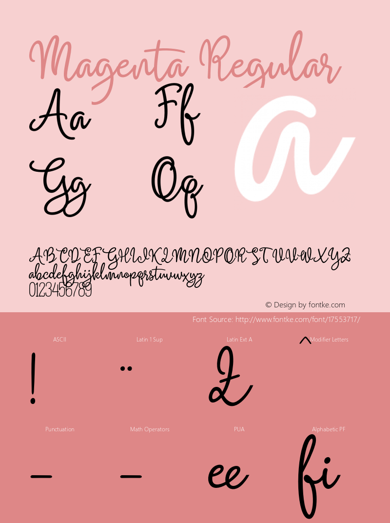 Magenta Regular Version 1.000 Font Sample