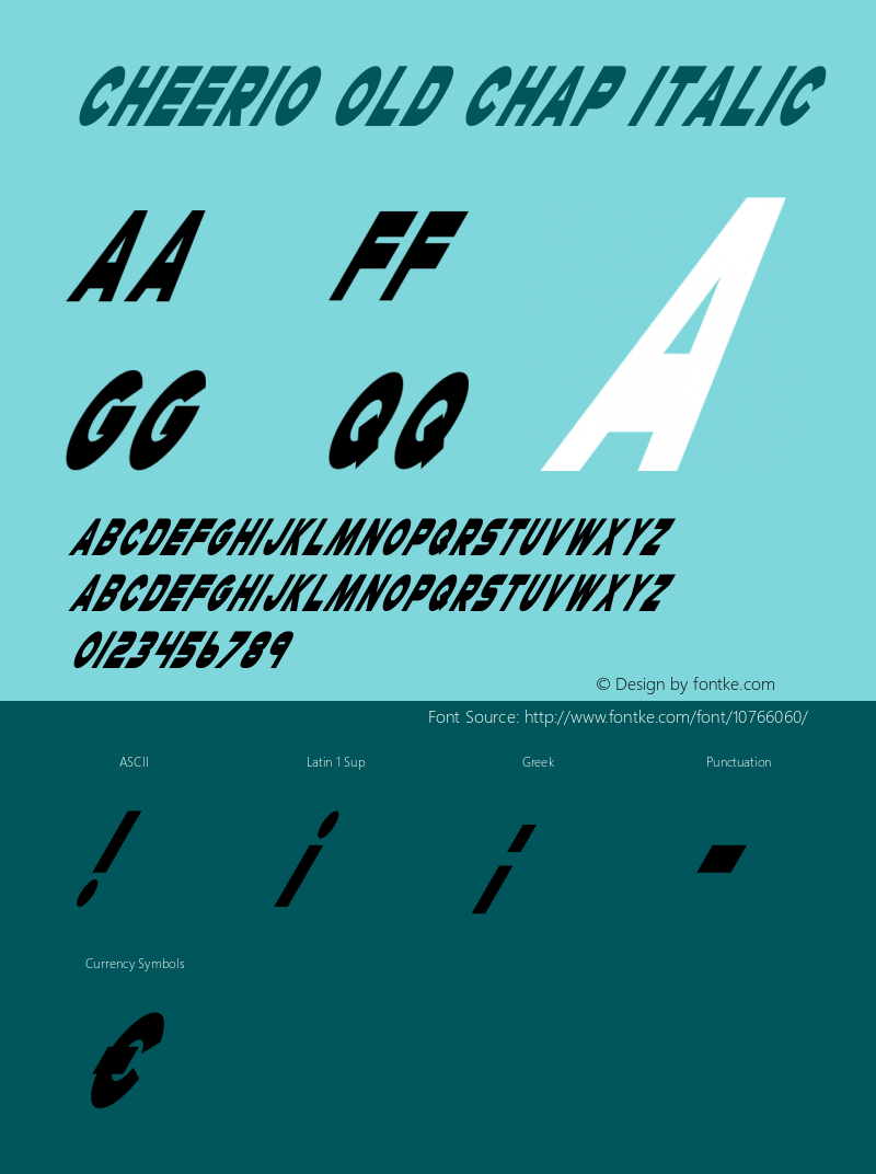 Cheerio Old Chap Italic Version 1.00 September 1, 2014, initial release Font Sample