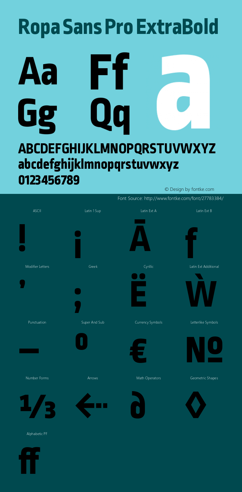 RopaSansPro-ExtraBold Version 1.001; build 0007 Font Sample