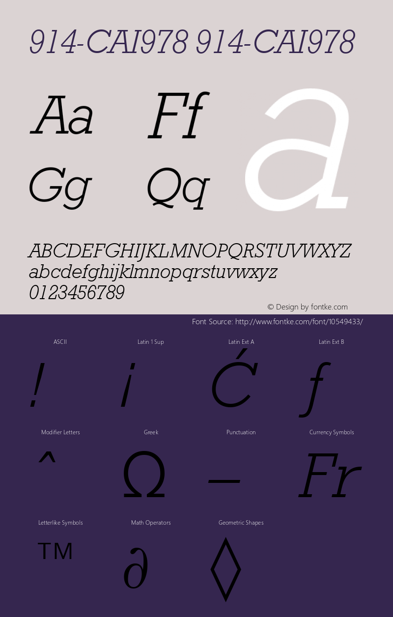 914-CAI978 914-CAI978 Version 3.0 Font Sample