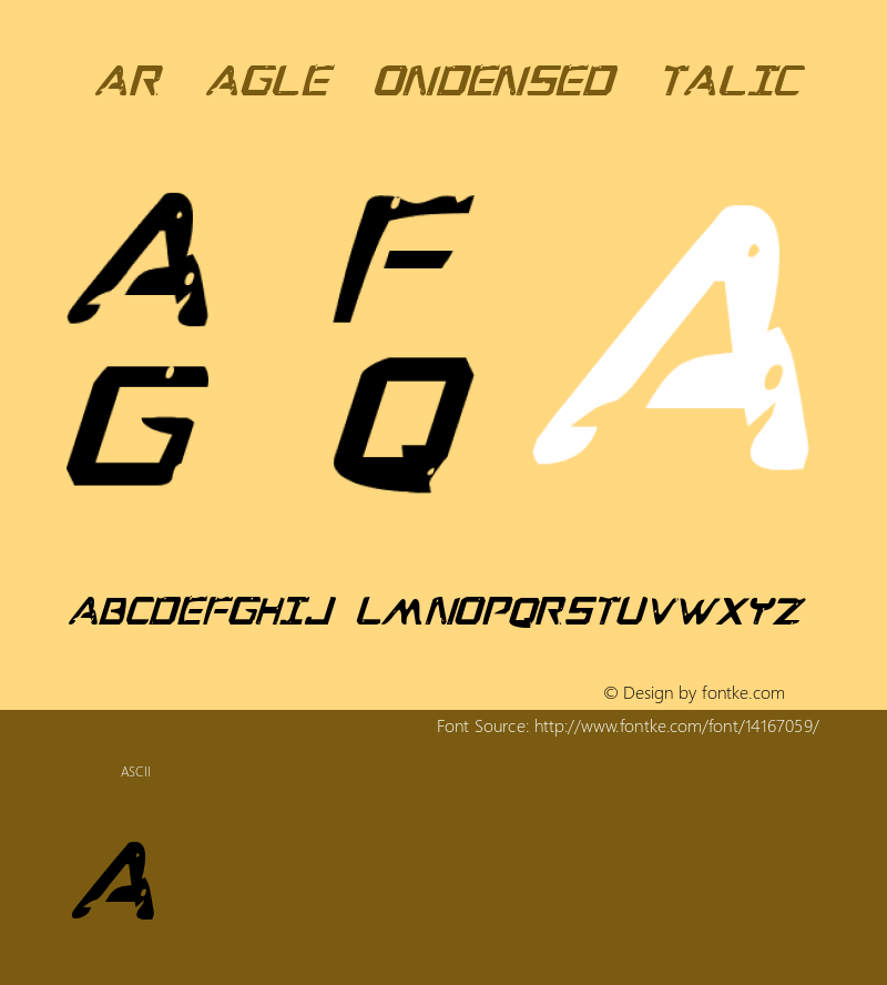 War Eagle Condensed Italic Version 001.000 Font Sample