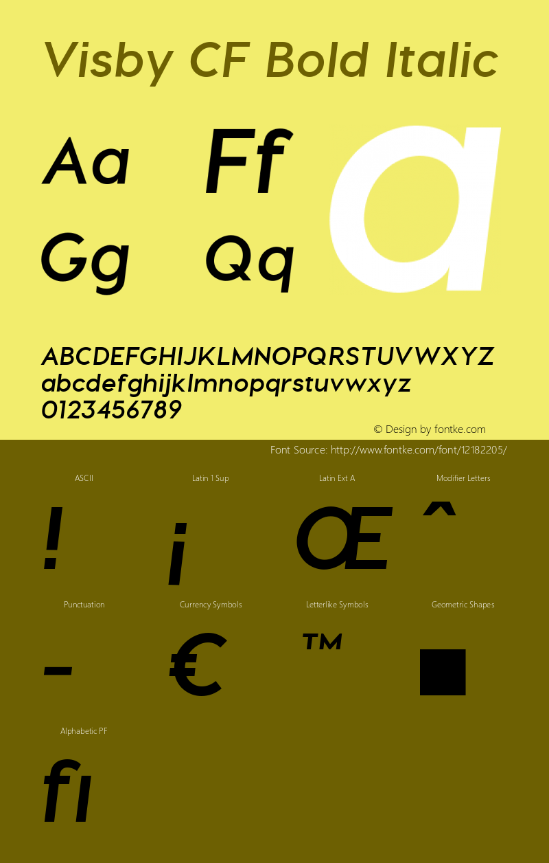 Visby CF Bold Italic Version 1.005;PS 001.005;hotconv 1.0.70;makeotf.lib2.5.58329 Font Sample