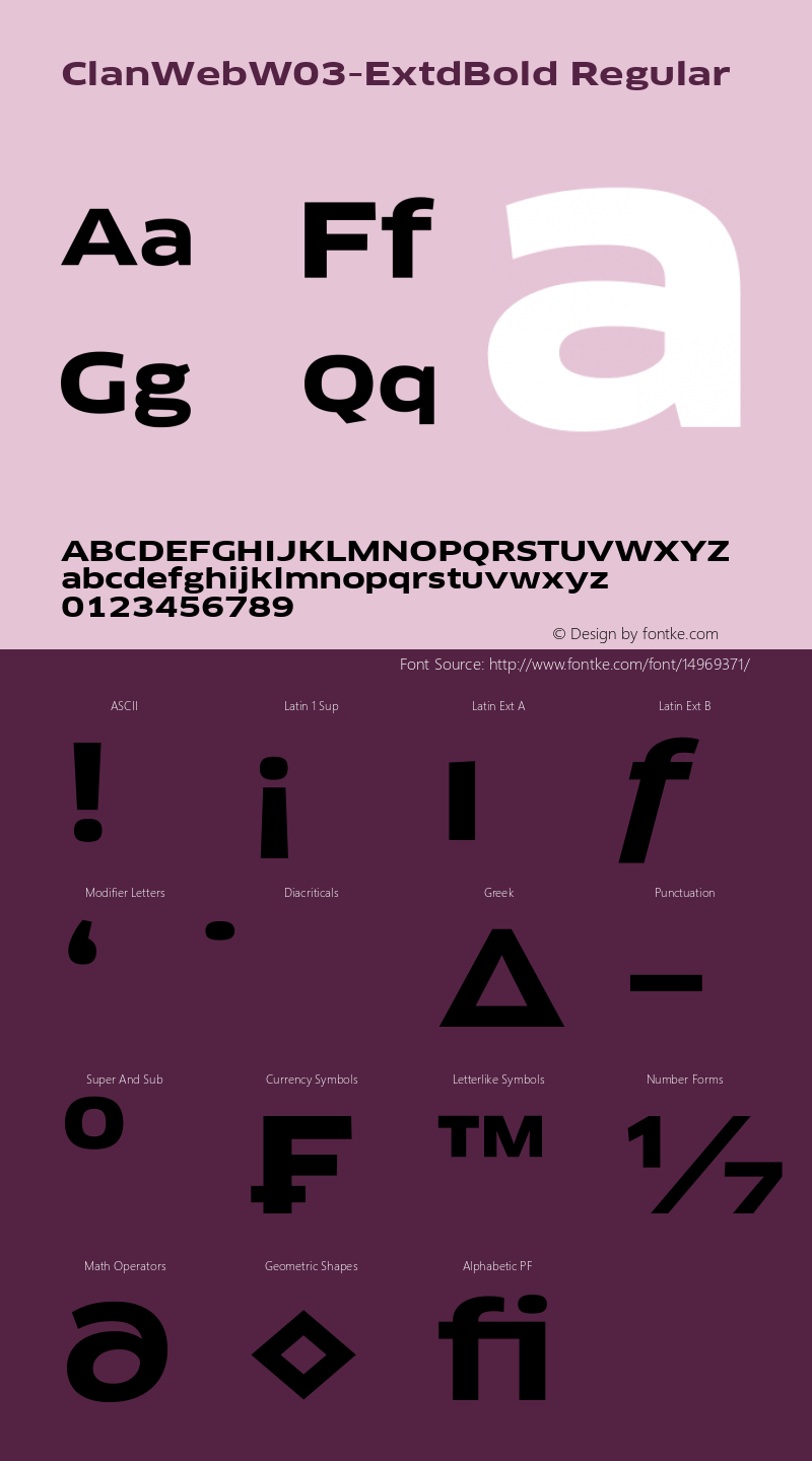 ClanWebW03-ExtdBold Regular Version 7.504 Font Sample