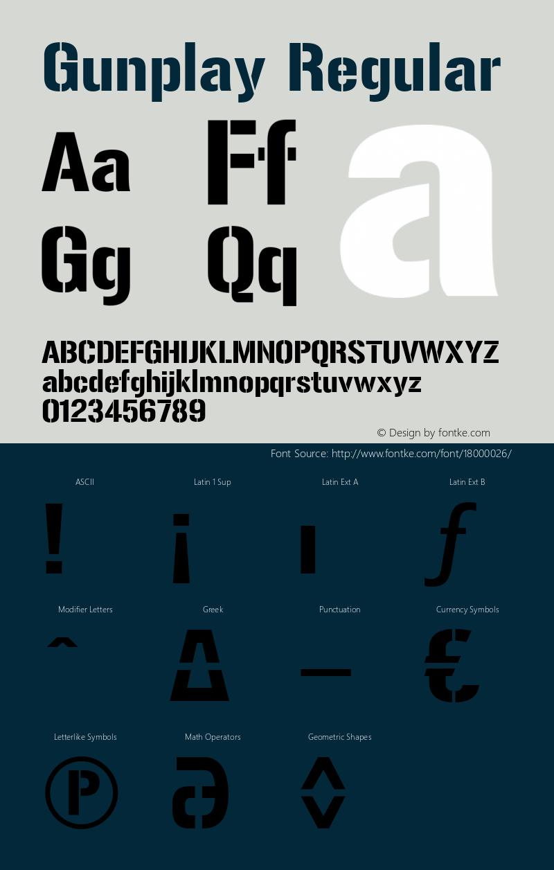 Gunplay Regular Version 4.001 Font Sample