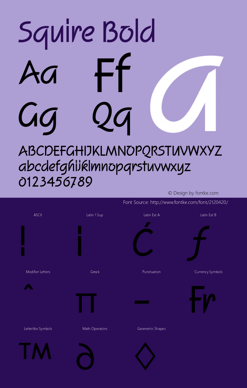 Squire Bold Version 001.005 Font Sample