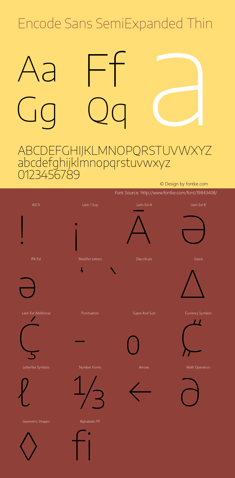 Encode Sans SemiExpanded Thin Version 2.000 Font Sample