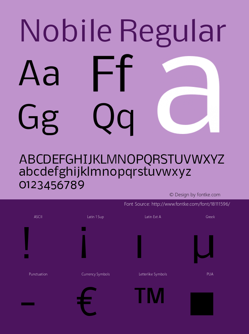 Nobile Regular Version 1.000;PS 001.000;hotconv 1.0.38 Font Sample