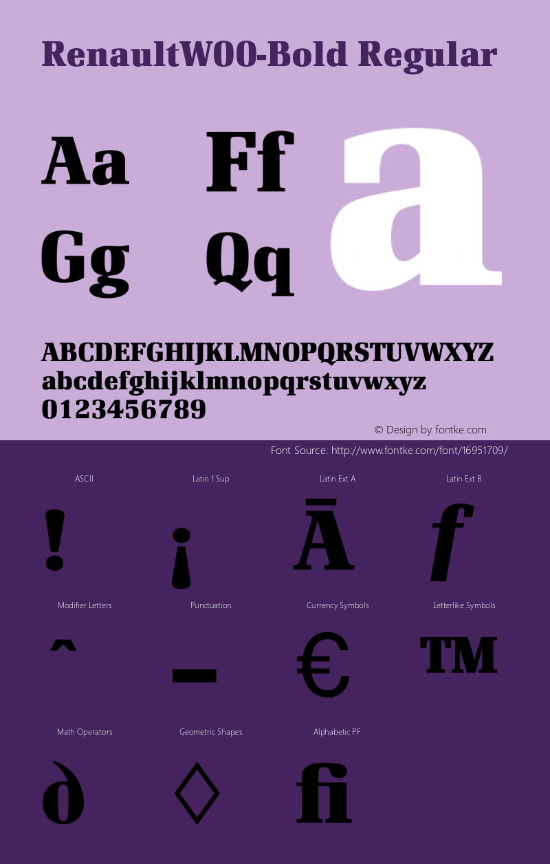 RenaultW00-Bold Regular Version 1.00 Font Sample