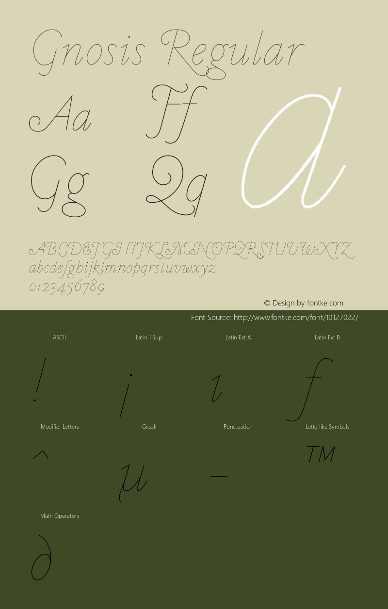 Gnosis Regular Macromedia Fontographer 4.1.5 2/24/04 Font Sample