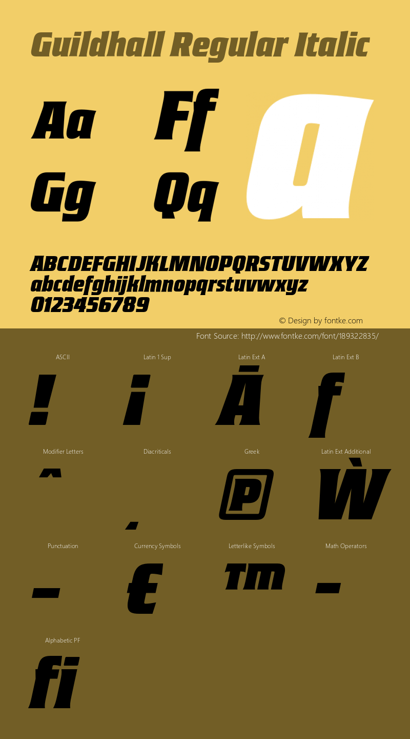 Guildhall Regular Italic Version 2.000;FEAKit 1.0图片样张