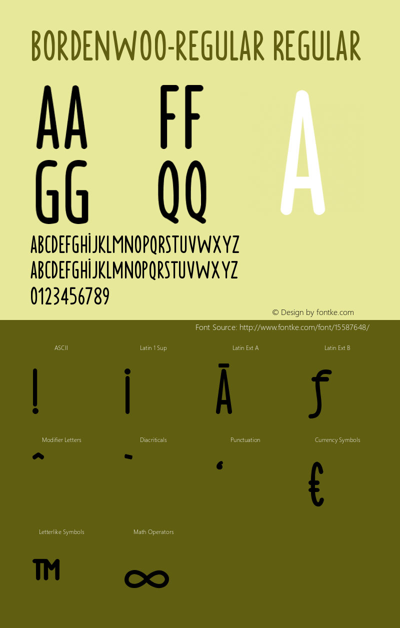 BordenW00-regular Regular Version 1.00 Font Sample