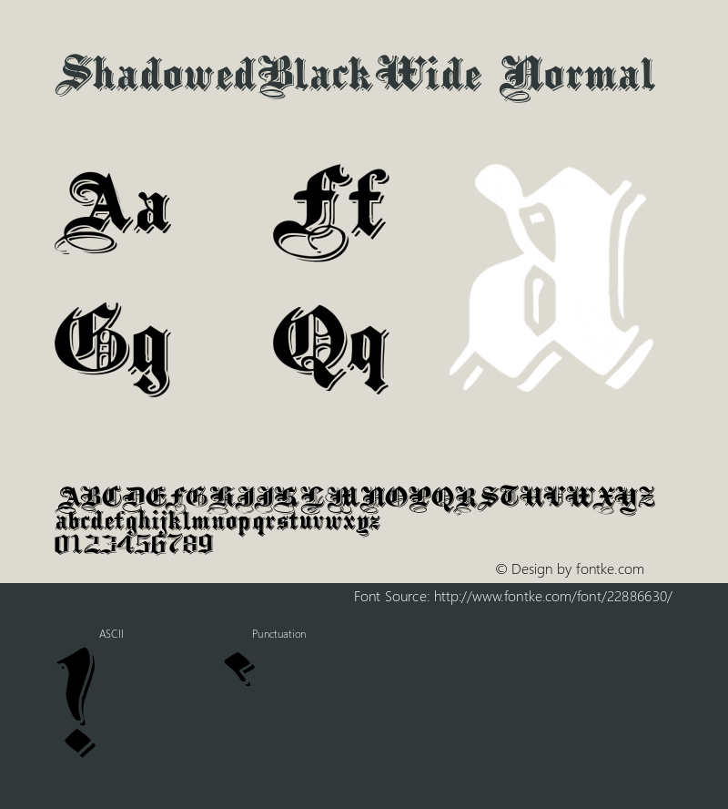 ShadowedBlackWide Normal 1.000 Font Sample