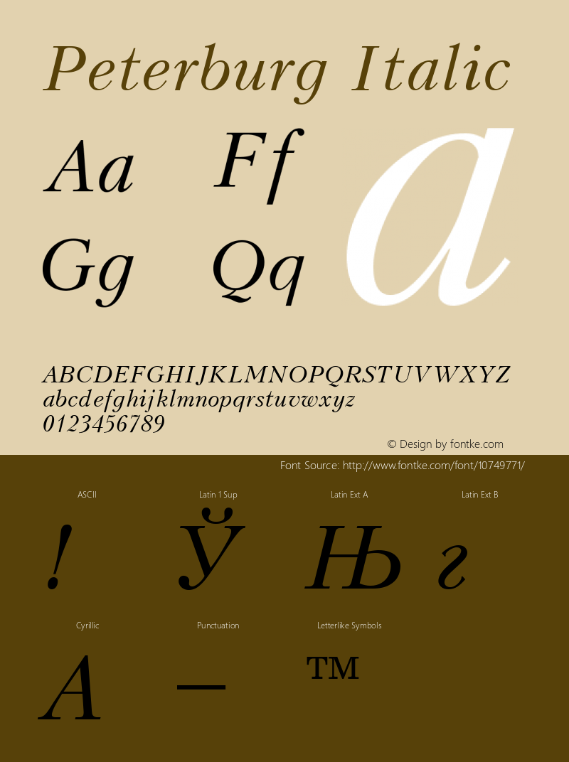Peterburg Italic 001.000 Font Sample