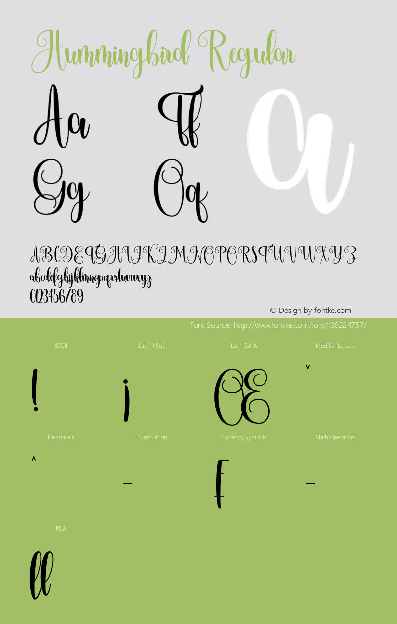 HummingbirdRegular Version 1.00;September 19, 2020;FontCreator 13.0.0.2683 64-bit Font Sample