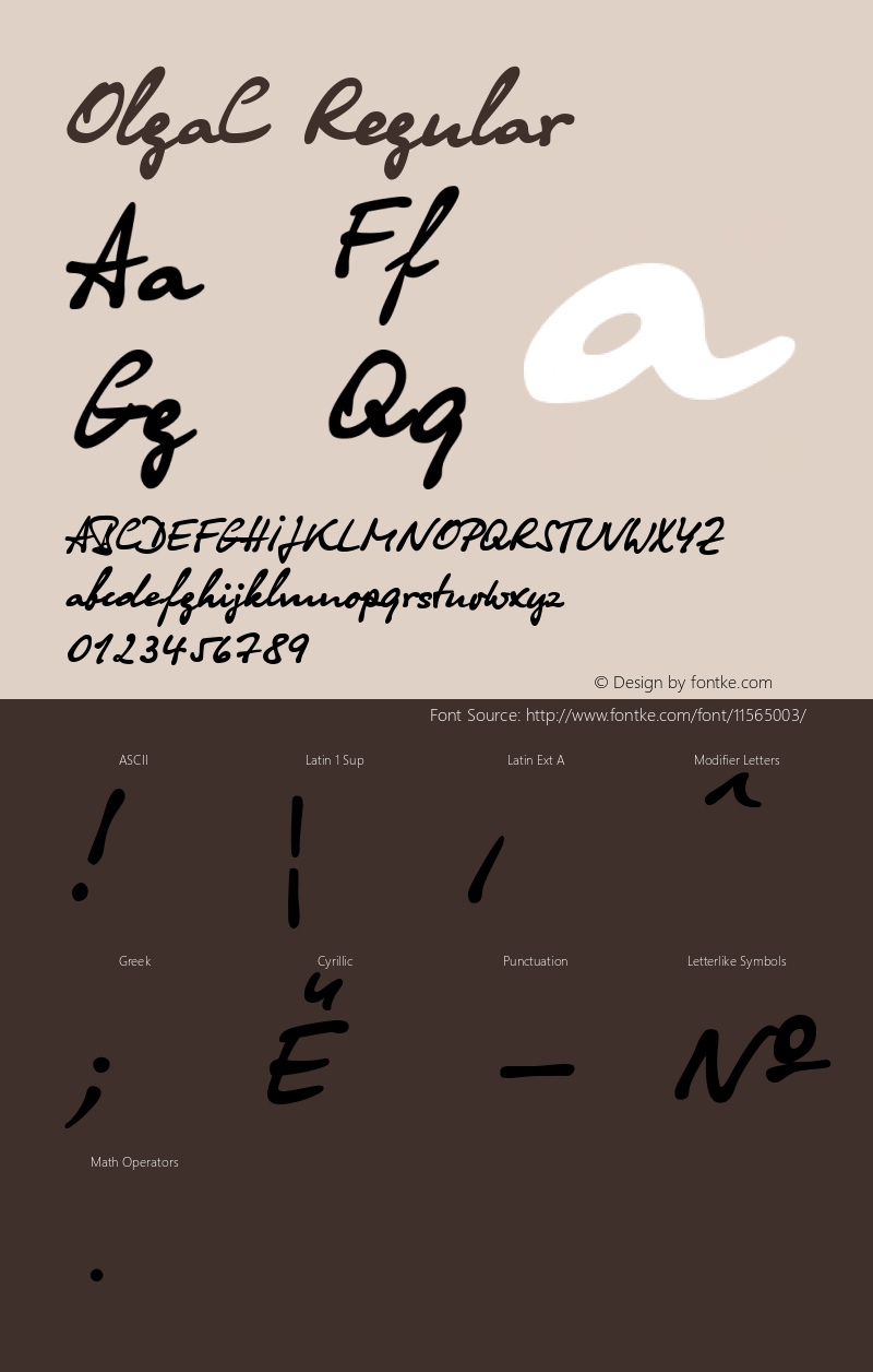 OlgaC Regular Version 1.000 Font Sample