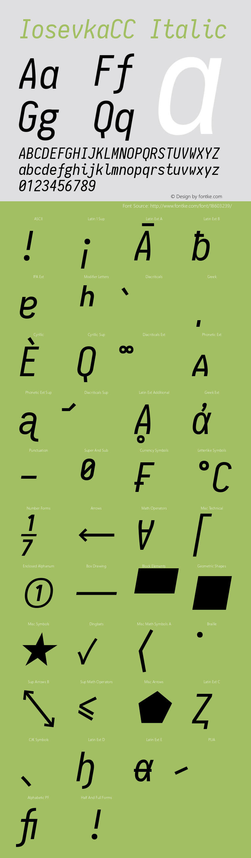IosevkaCC Italic 1.9.6 Font Sample