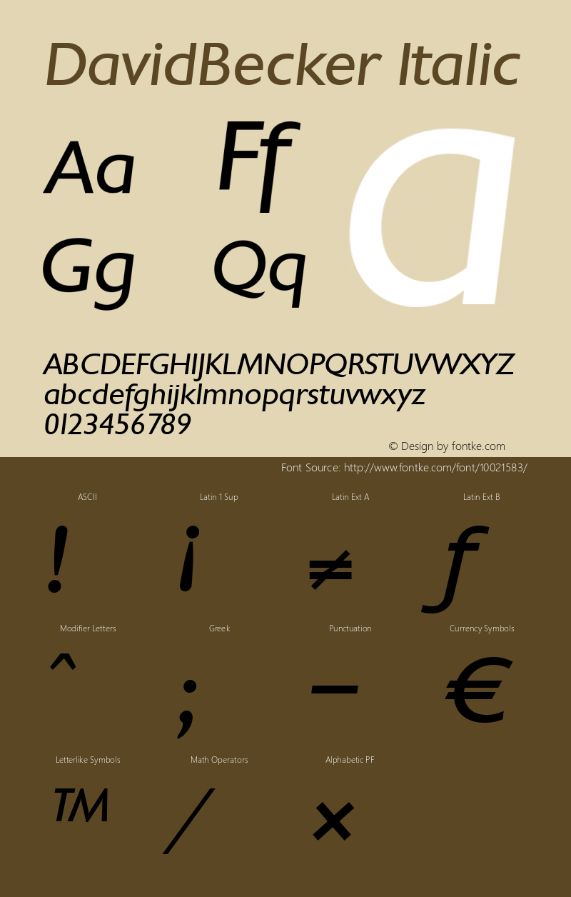 DavidBecker Italic 001.000 Font Sample