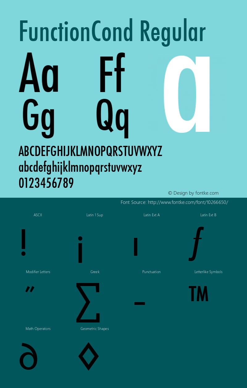 FunctionCond Regular Altsys Fontographer 3.5  4/15/93 Font Sample