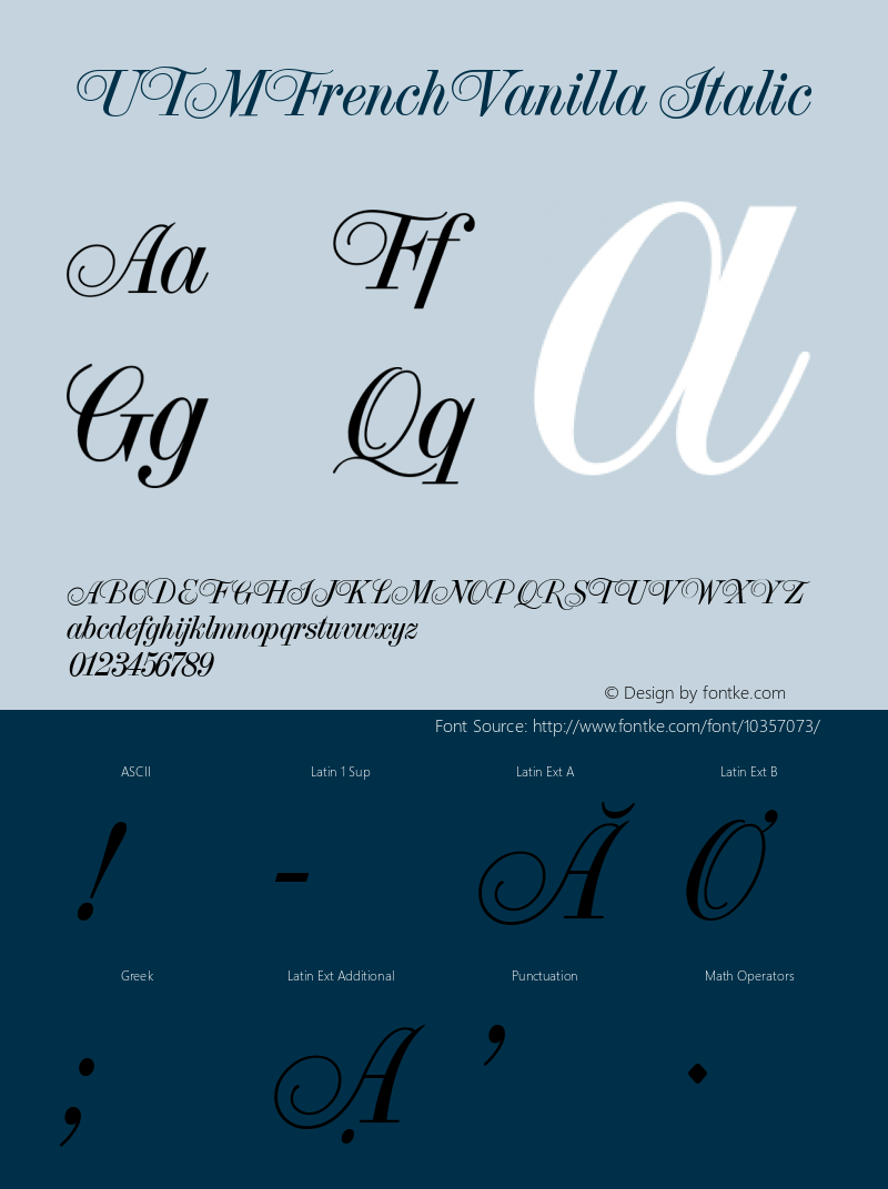 UTMFrenchVanilla Italic B? Font ch? Vi?t s? d?ng b?ng mã Unicode Font Sample