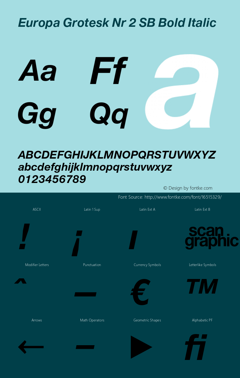 Europa Grotesk Nr 2 SB Bold Italic Version 3.01 2014; ttfautohint (v1.3);com.myfonts.easy.efscangraphic.europa-grotesk-no-2-sb.bol-ita.wfkit2.version.4rpP Font Sample