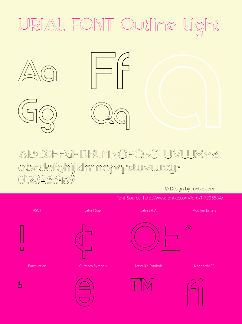 URIAL FONT Outline Light Version 1.001 Font Sample