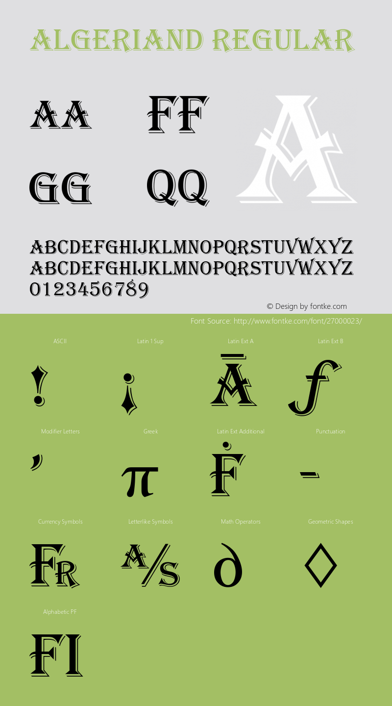 AlgerianD Version 1.00 Font Sample