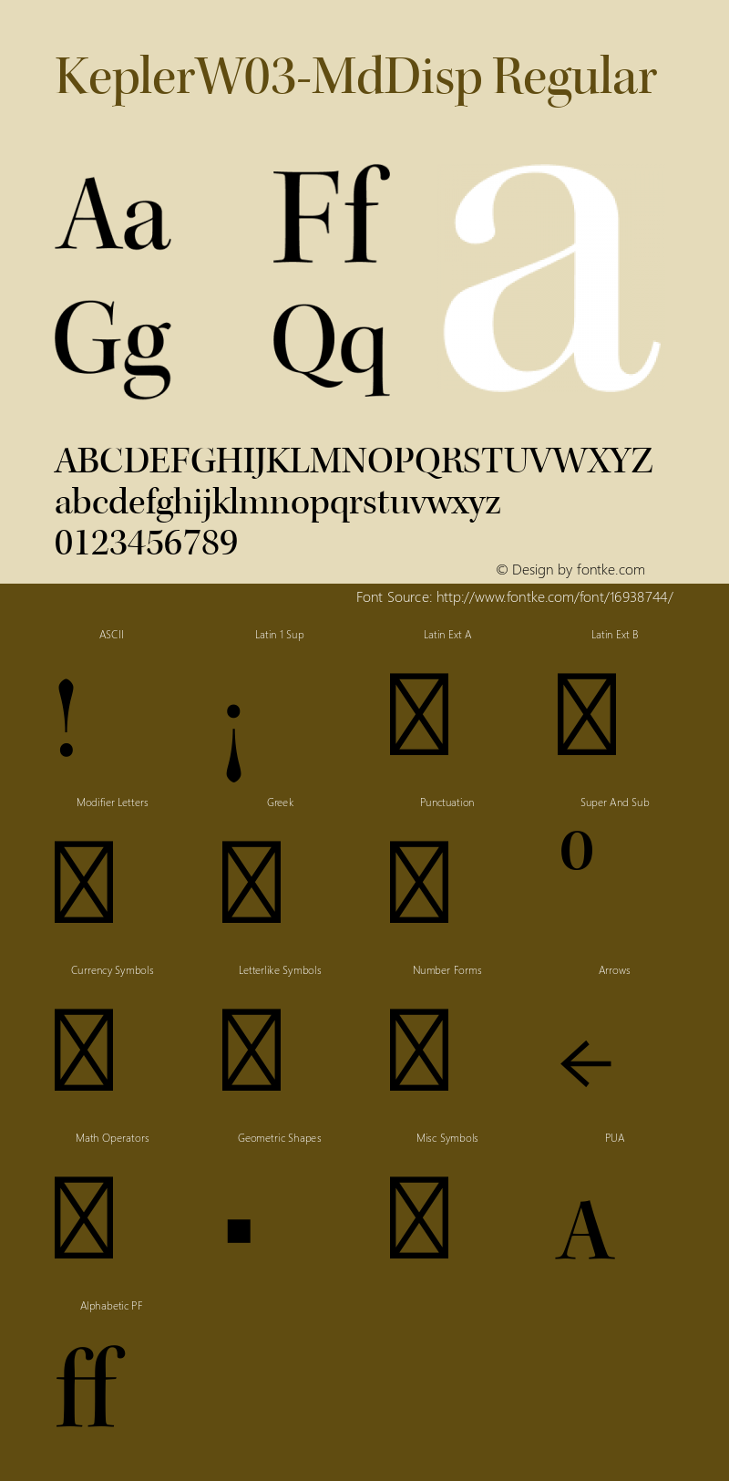 KeplerW03-MdDisp Regular Version 1.00 Font Sample