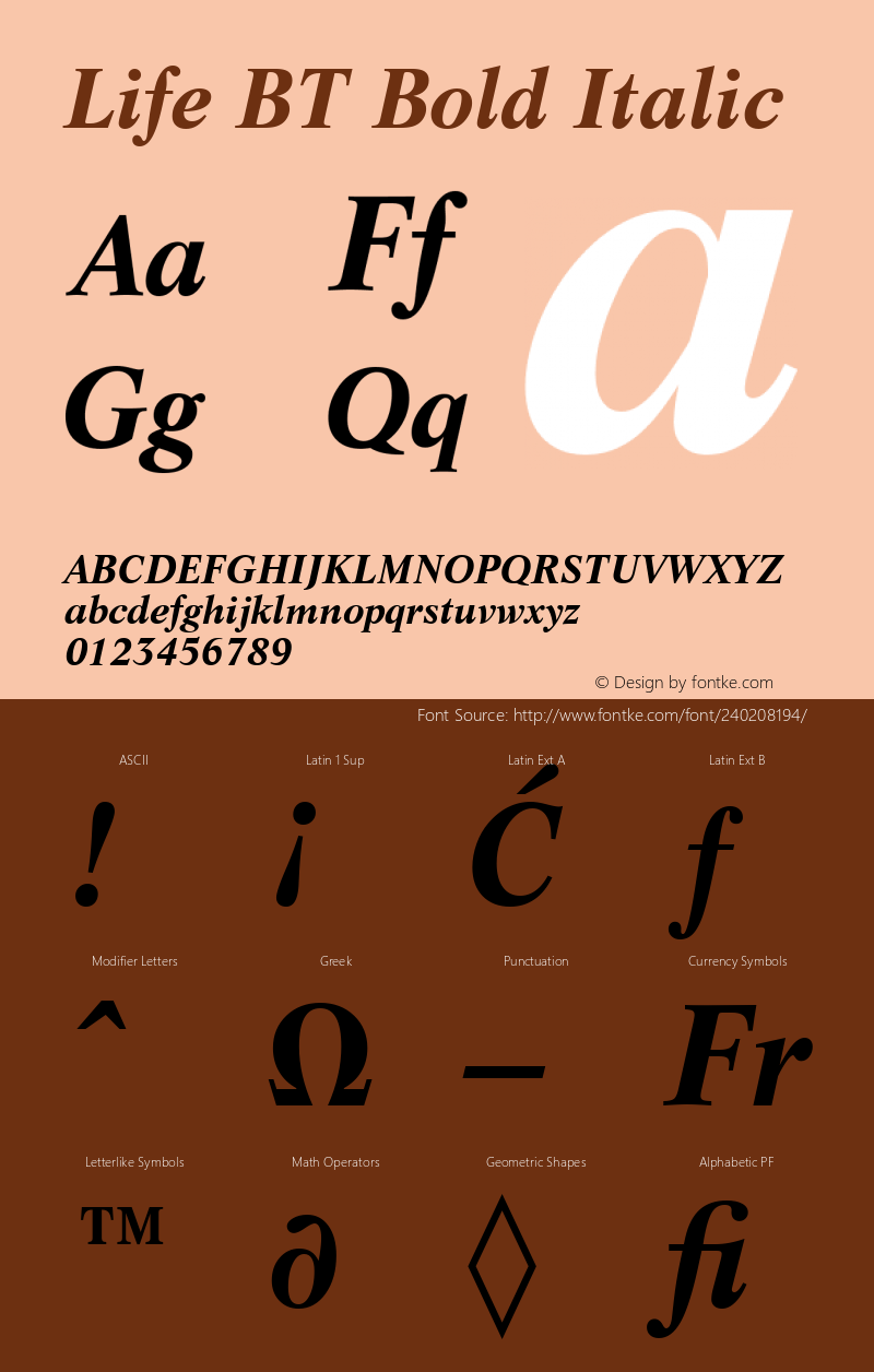 Life BT Bold Italic Version 1.01 emb4-OT图片样张