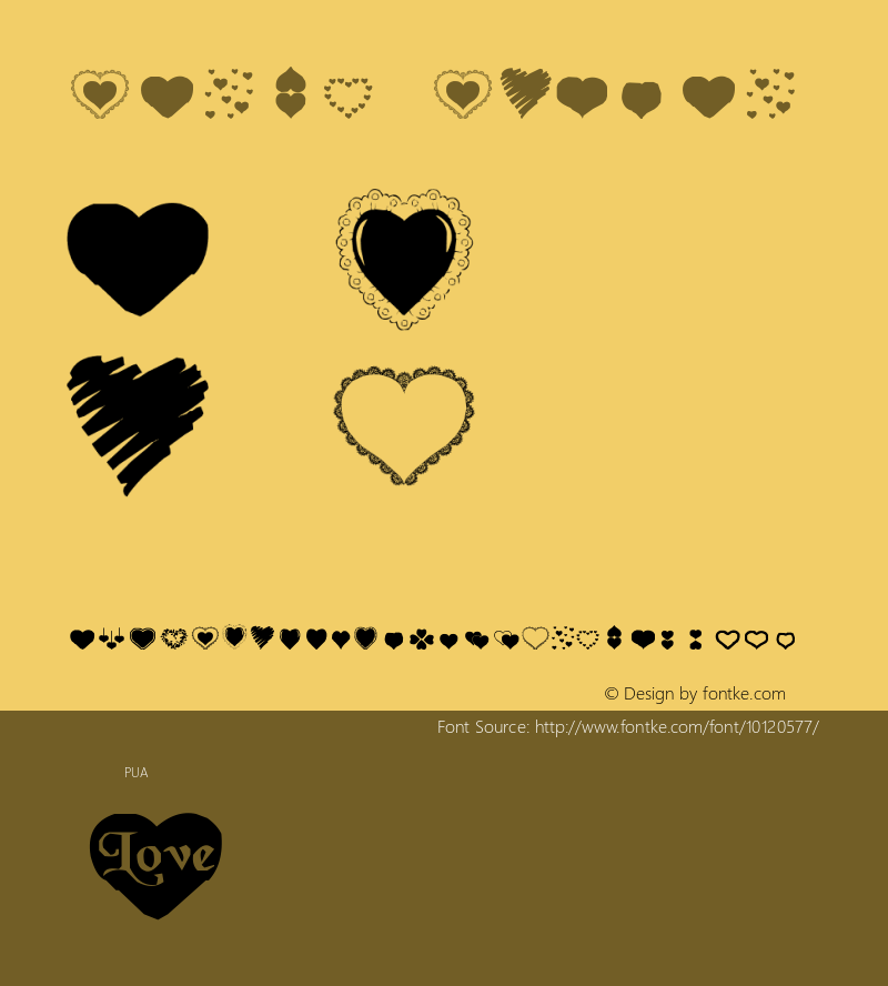 Hearts Regular Version 1.00, Freeware Font Sample