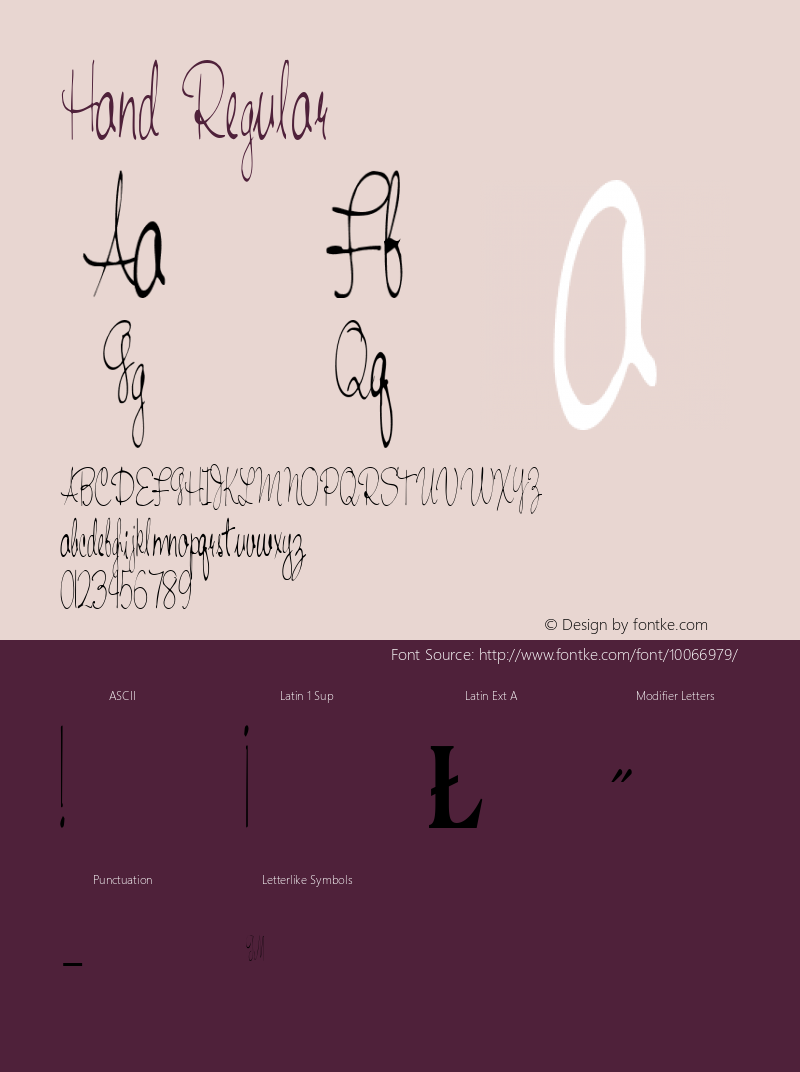 Hand Regular Altsys Metamorphosis:11/13/94 Font Sample