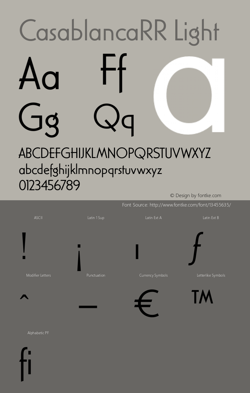 CasablancaRR Light 001.004 Font Sample