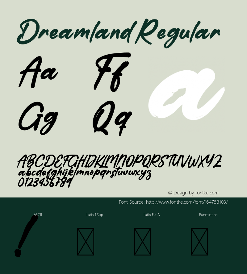 DreamlandRegular Version 1.001;Fontself Maker 3.5.2 Font Sample