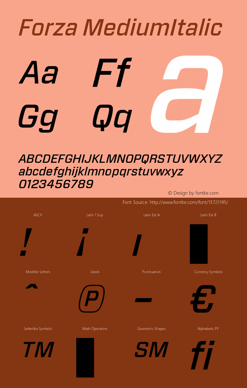 Forza MediumItalic Version 1.100 Font Sample