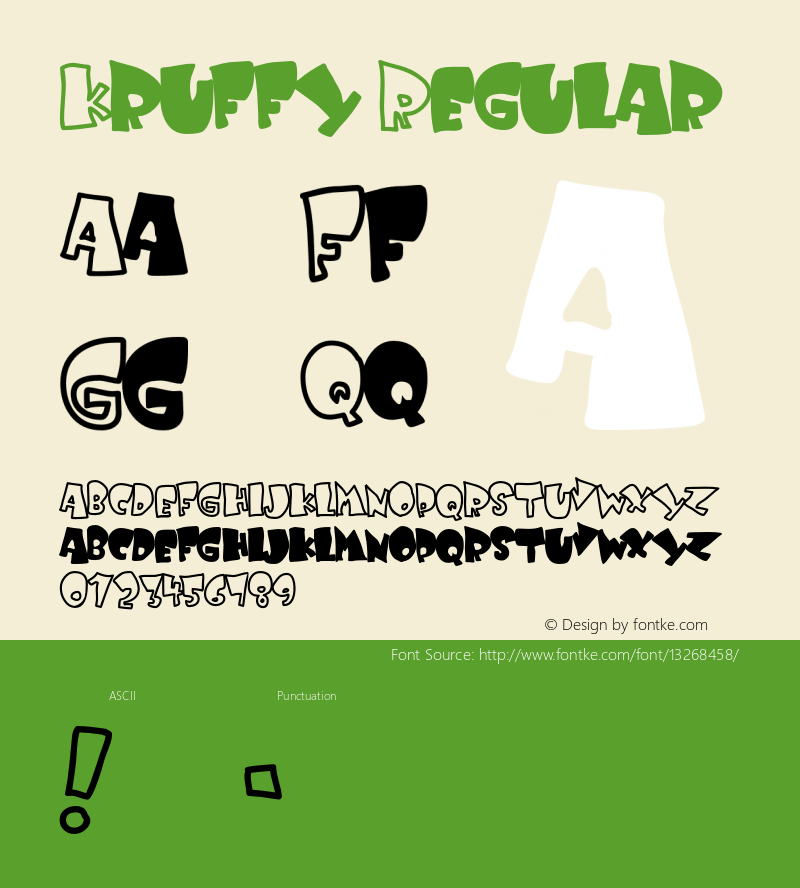 Kruffy Regular Version 1.000 1999 Font Sample