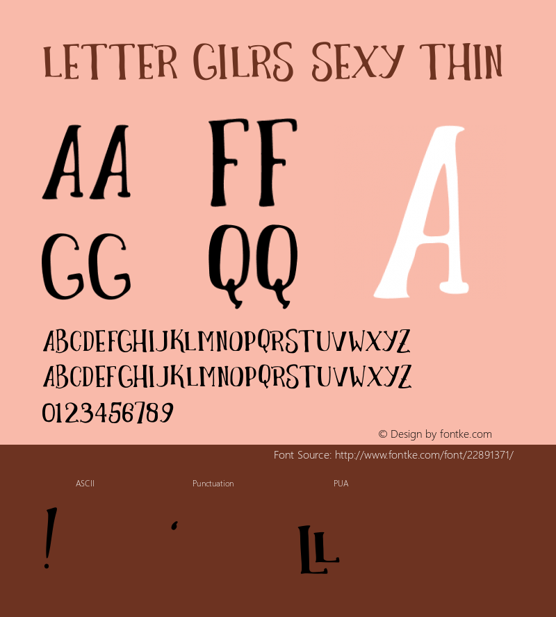 LETTERGILRSSEXY Version 1.000 Font Sample