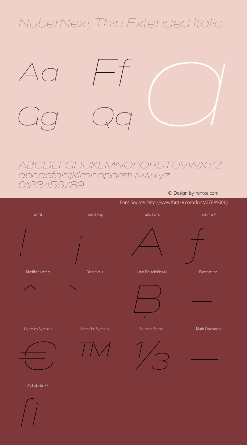 NuberNext Thin Extended Italic Version 001.000 October 2018;YWFTv17 Font Sample
