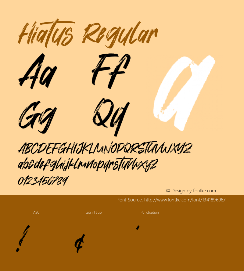 Hiatus Version 1.000 Font Sample