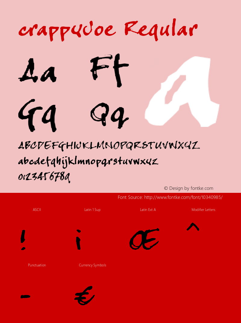 crappyJoe Regular Macromedia Fontographer 4.1 1-12-00 Font Sample