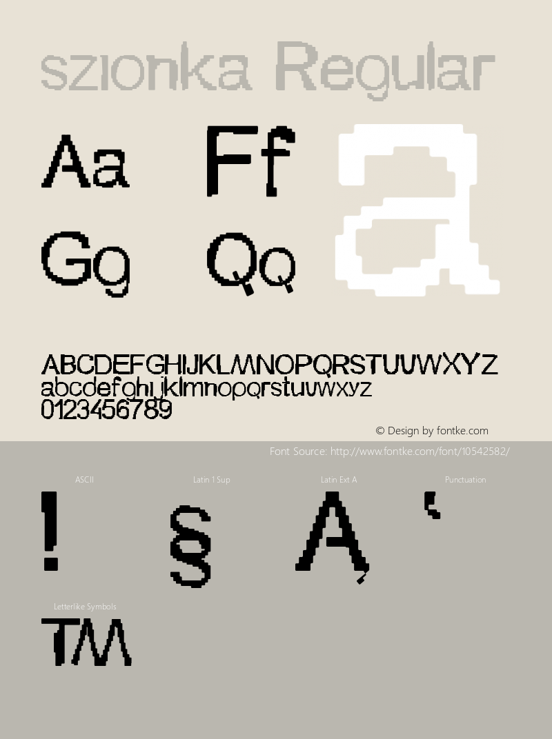 szionka Regular Version 1.000 2014 initial release Font Sample