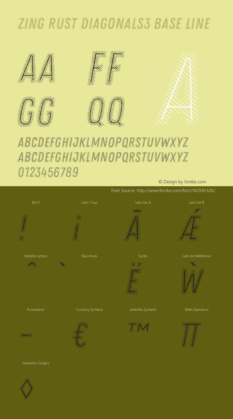 Zing Rust Diagonals3 Base Line Version 1.000 Font Sample