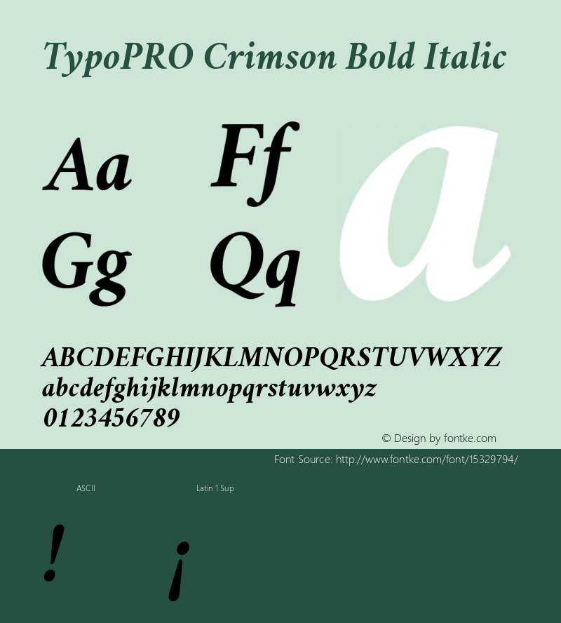 TypoPRO Crimson Bold Italic Version 0.8 Font Sample