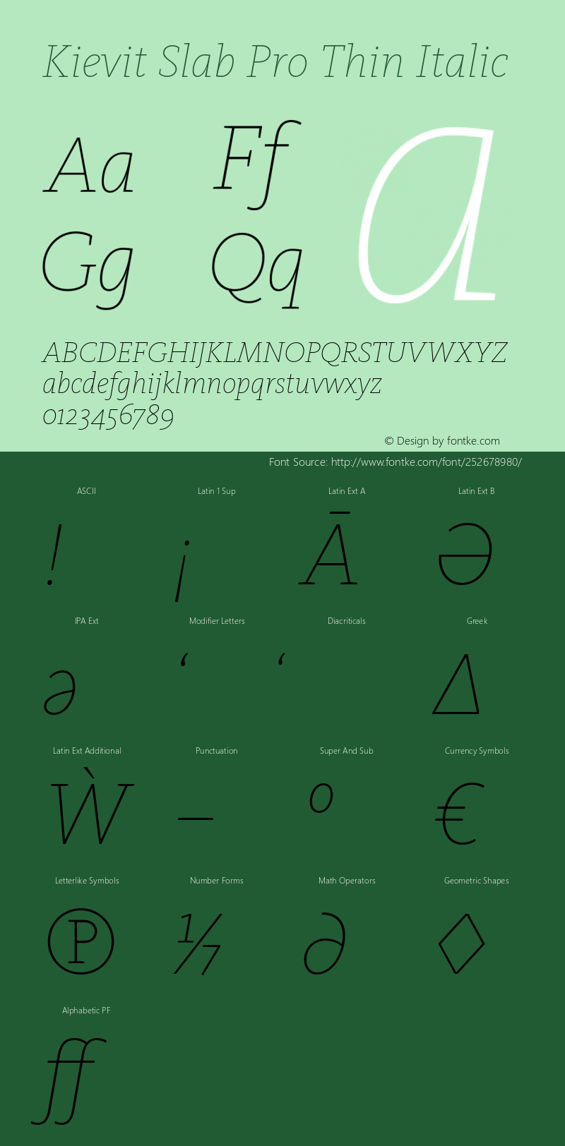 Kievit Slab Pro Thin Italic Version 7.700, build 1040, FoPs, FL 5.04图片样张