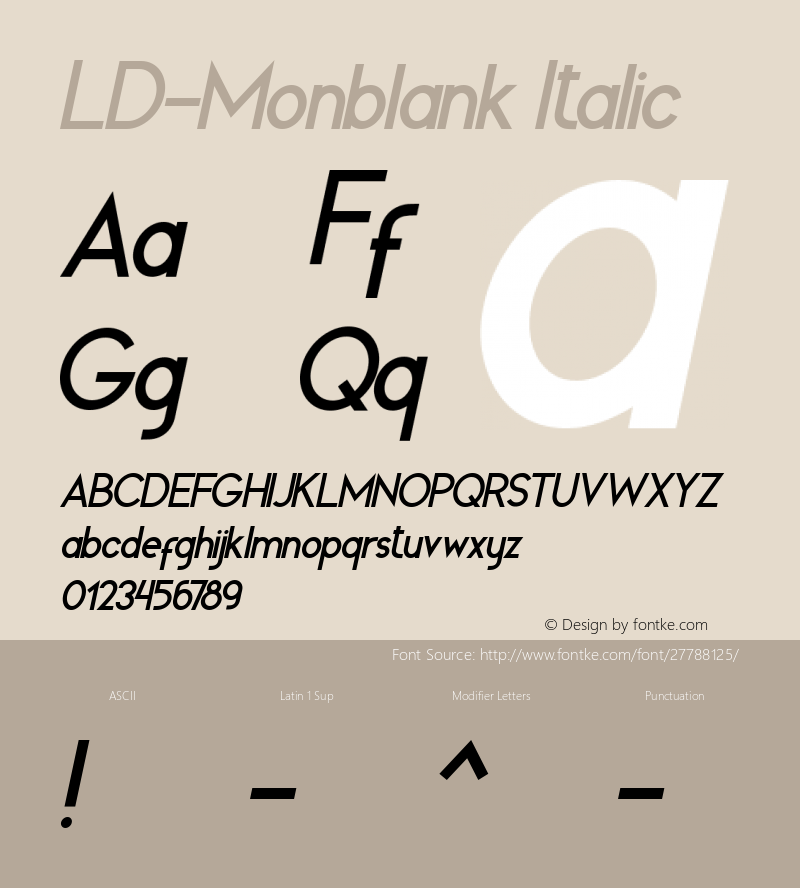 LD-Monblank Italic 001.000 Font Sample