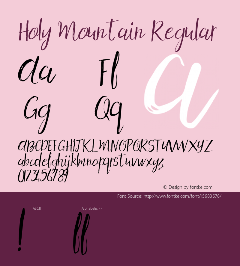 Holy Mountain Regular Version 1.000 Font Sample